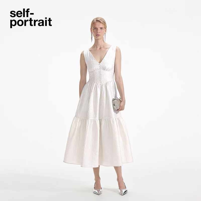 Self-Portrait White Midi Dress